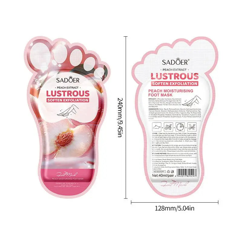 [E] SADOER 1 Pair Peach Foot Mask - Intensive Moisturizing & Nourishing For Dry Winter Foots, Hydrating Repair Care