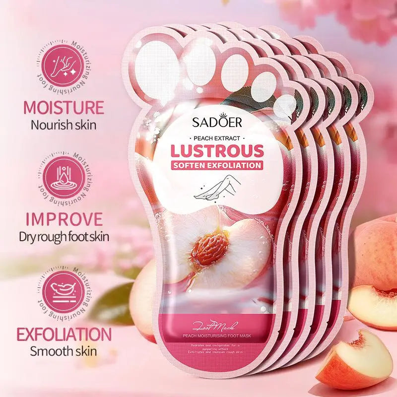 [E] SADOER 1 Pair Peach Foot Mask - Intensive Moisturizing & Nourishing For Dry Winter Foots, Hydrating Repair Care